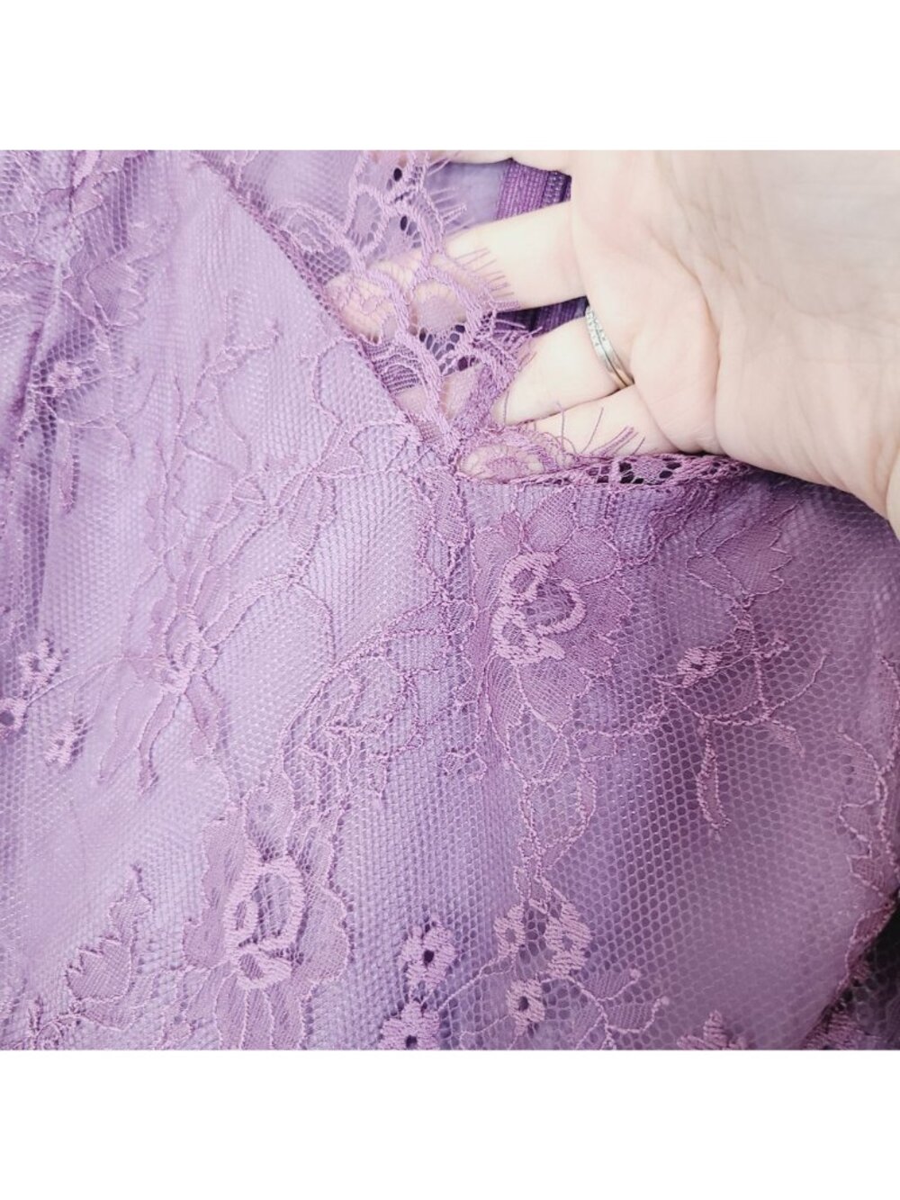 Purple Lace Chiffon Maxi Dress Plus Size 2XL Cap Sleeves & V-Neckline - Picture 5 of 14